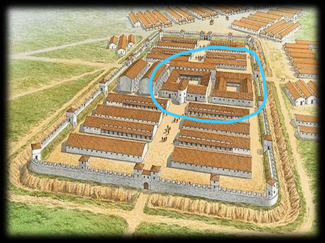 The Roman castra, with the valetudinaria circled